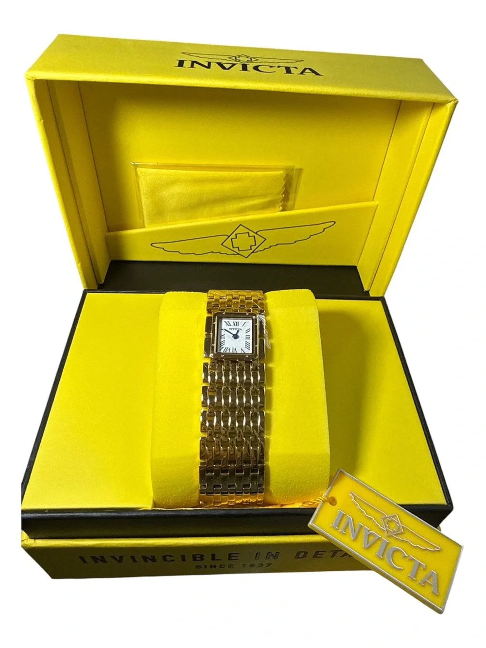 Invicta Women's Gold Bracelet Watch with White Dial and Blue Hands